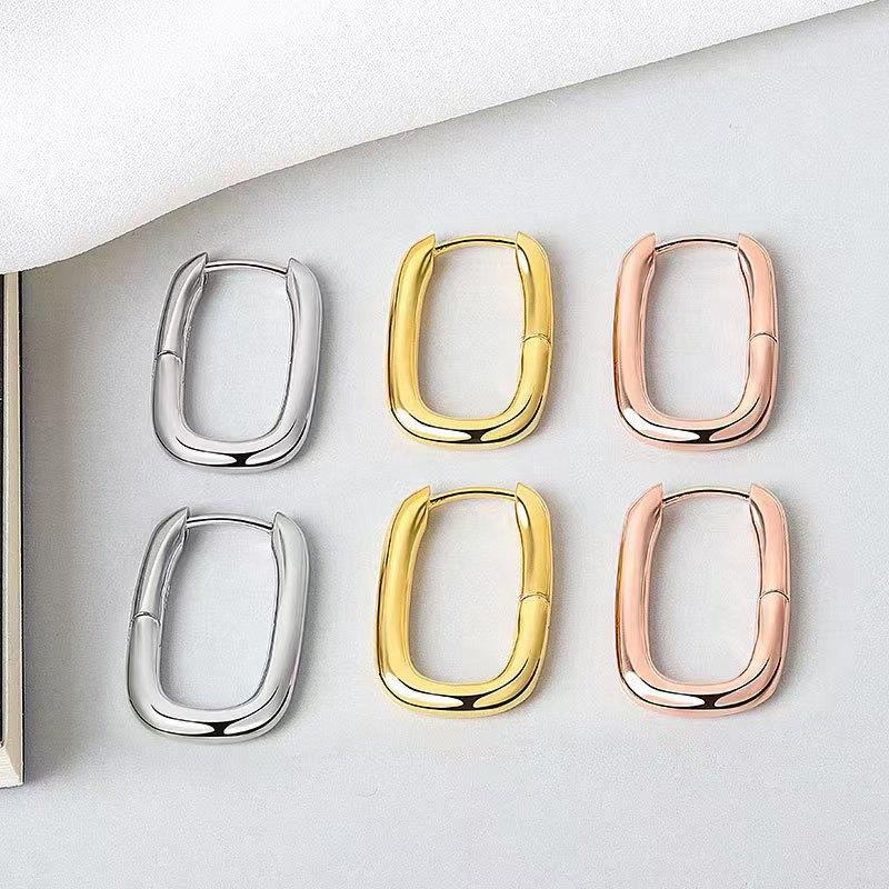 Новые U-образные позолоченные серьги в стиле ins холодный ветер овальные геометрические серьги для женщин