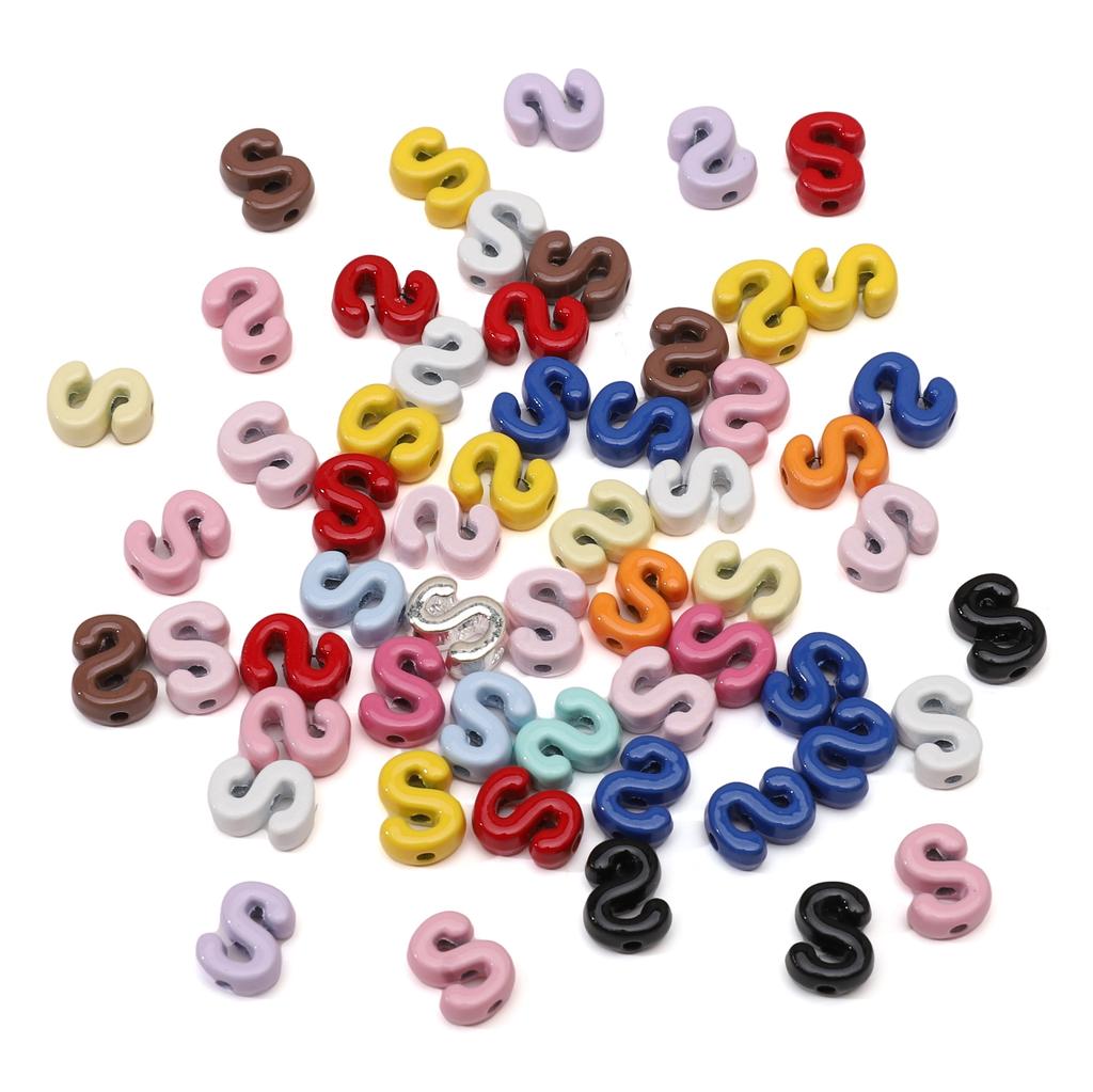 5Pcs Alloy Small Colored Drip Oil Letter Beads Bead For DIY Handmade Materials Bracelets Necklaces Jewelry Making