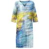 WomenV-neck Folk-custom Plus Size Print Loose  Dress Temperament Casual Waist