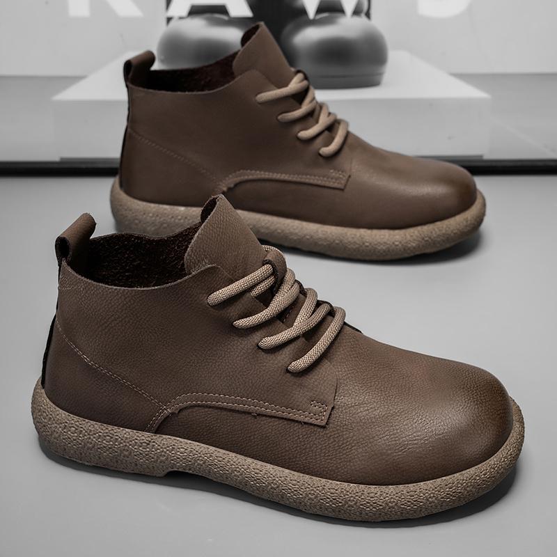 Fashion Men Ankle Boots Brown Short Boots Luxury Shoes Designed for Pilots Durable Structure, Fashionable Flat Shoes Ideal for Cities