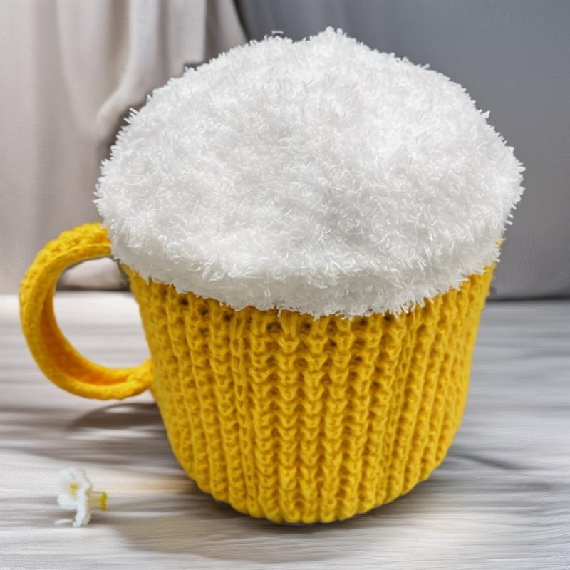 3D Bierkrug-Hut für Herbst und Winterwärme, Unisex-Strickwollmütze geeignet für Outdoor, winddicht und kälteisolierend