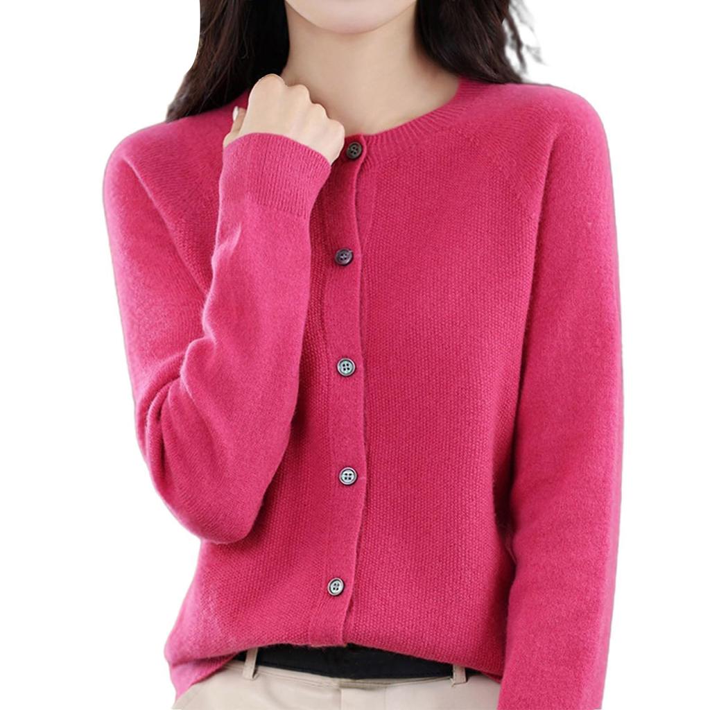 Women's Warm Wool Knitted Winter Cardigan With Artificial Wool And High Collar