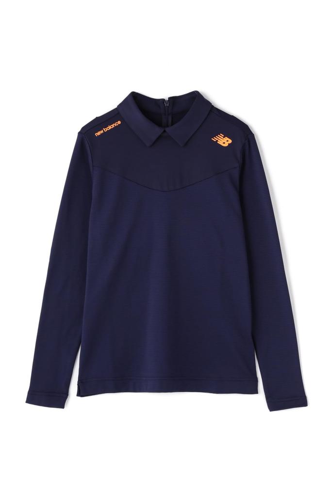 Golf Long Sleeve Tech Polo Shirt Border Heat 0 [New Balance] Women's (Shadow Pattern/KARUISHI Retention/Abrasion Resistance) / 012-3269501 121_Navy