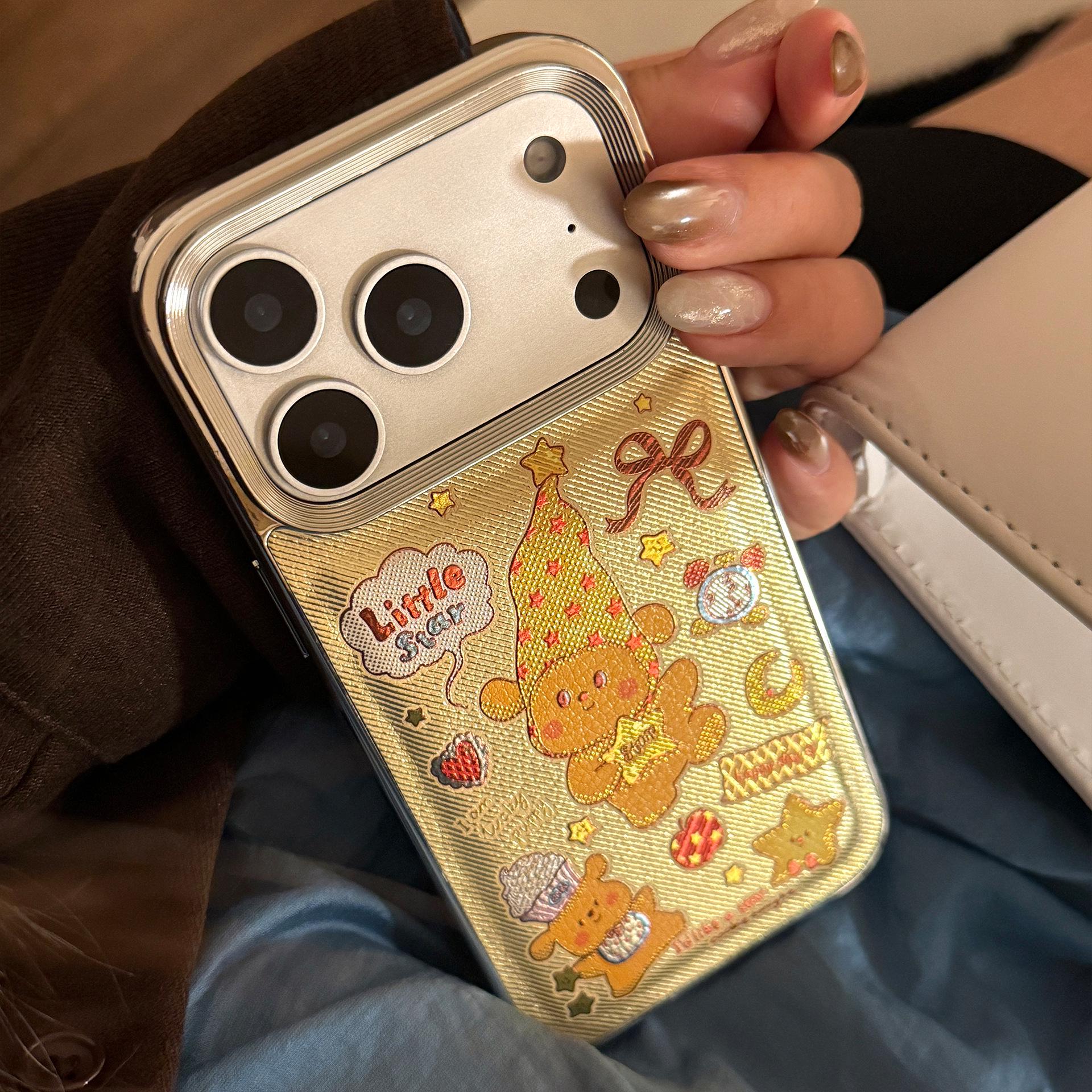

Gilded Yellow Stars Cartoon iPhone Case for 13, 15, 17 Pro Max 16 Pro