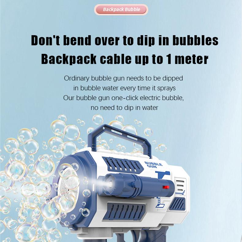 Electric Bubble Gun With Large Capacity Flashing Automatic Blower With Light Music Bubbles Maker For Kid Backpack Bubble Gun