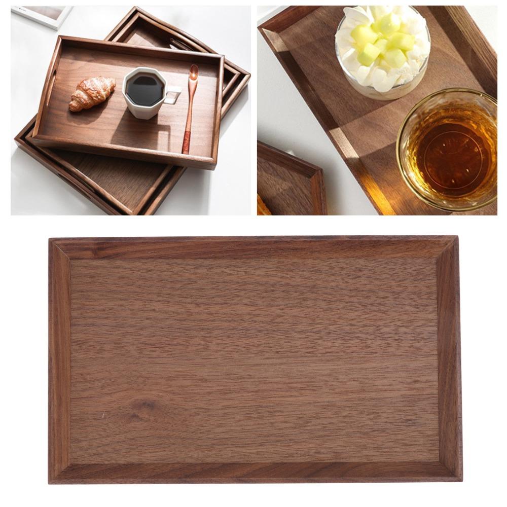 Rectangle Tea Tray Matte Rectangular Plate Simple Style Wooden Tray Fruit Storage