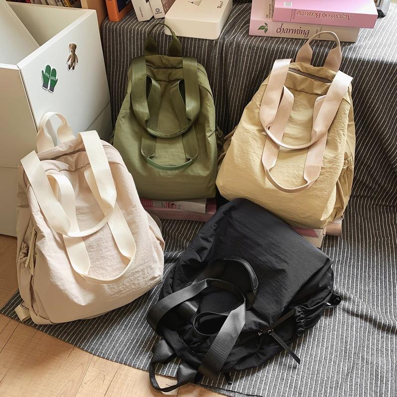 Schoolbag Korean Version of Men and Women Ins Niche Lazy Wind Lightweight Backpack Large Capacity Backpack Female College Student Travel Mountaine