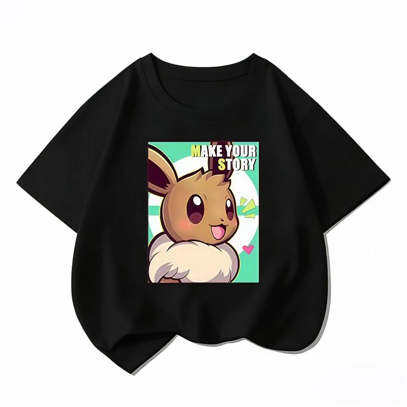 Potdemiel Summer New Pikachu Children's Pure Cotton T-Shirt, Boys and Girls Tops, Comfortable and Breathable Children's T-Shirt