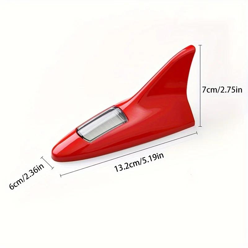 Universal Car Shark Fin Antenna with Solar Energy Led Warning Light Auto Radio Signal Aerial Roof Anticollision Safety Lights