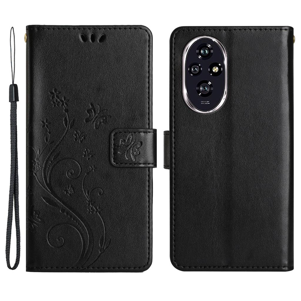 For Honor 200 Pro 5G Case Butterfly Flower Pattern Leather Phone Wallet Cover