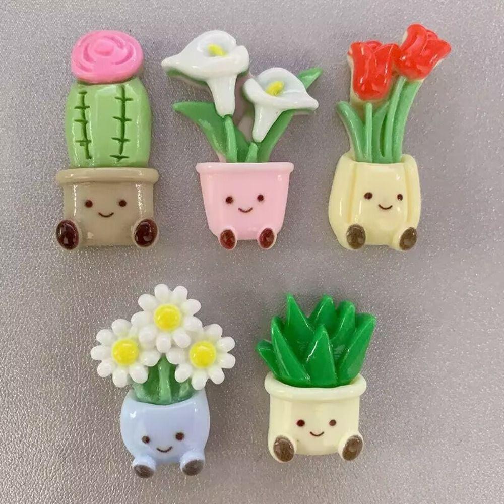 10pcs Cactus 3D Flower Refrigerator Stickers 3D Potted Plant Simulated Magnetic Stickers  Home Decor