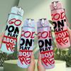 1PC God Don't Play About Me Stamp Text 750ml Color Plastic Sports Water Bottle Leakproof Flip Straw Lid Suitable for Sports Office Home Use