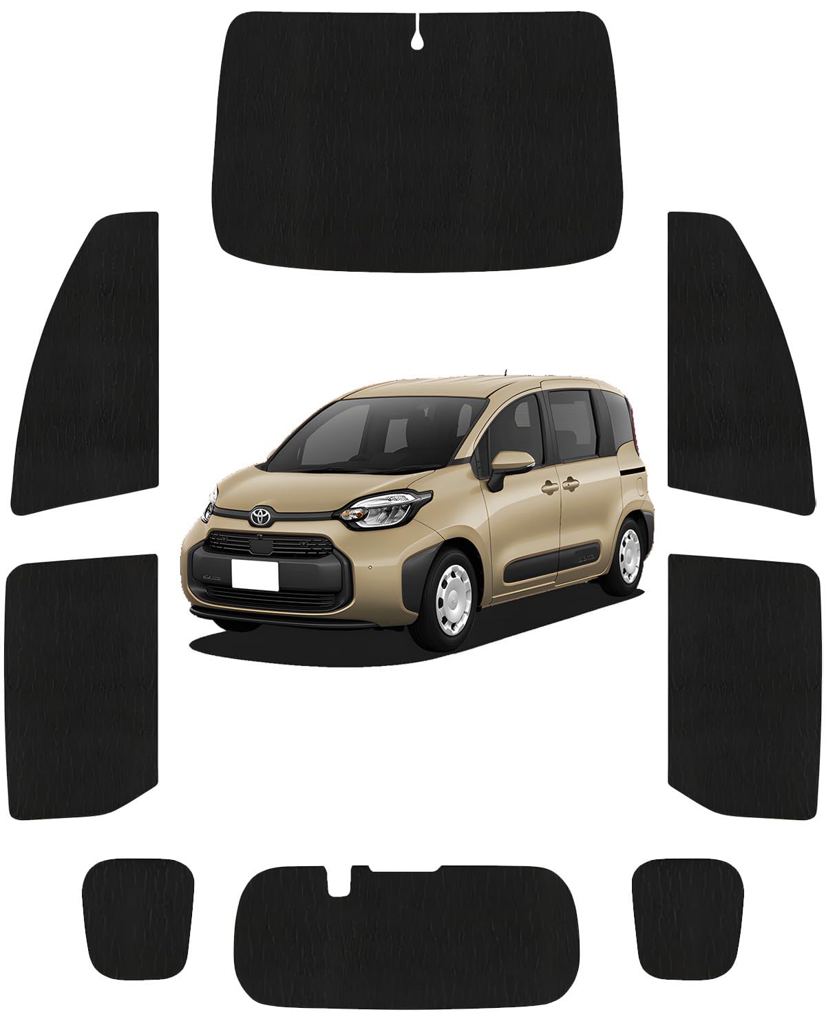 

Loveyes Солнцезащитные шторки для всех окон автомобиля Toyota Sienta 10 серии для ночной стоянки, полный комплект чёрный