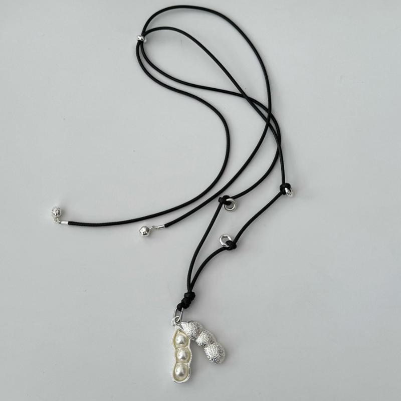 Fashion Exquisite Bean Pod Pearl Pendant Necklace Simple Versatile Long Sweater Chain Pendant Necklace Jewelry Accessories Gifts