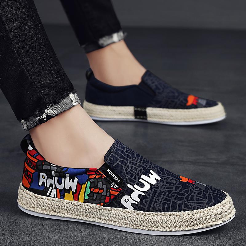 Herrskor Casual Andningsbara Slip On Sneakers Herr Canvas Skor Sommar Klassiska Herr Båtskor Loafers för Män Billiga Espadriller