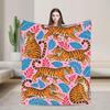 Pink Tiger Blanket Preppy Tropical Throw Jungle Flannel Home Decor