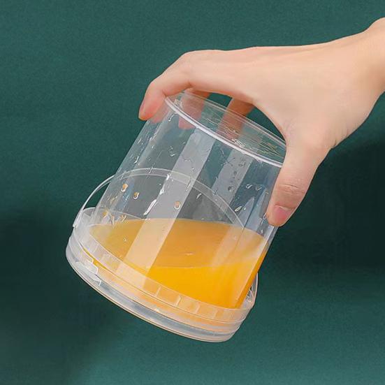 10Pcs Plastic Drink Buckets with Lids And Handles Party Cups for Cocktails Ice Cream Snacks Reusable Food Containers for Summer Beach Bar Beer