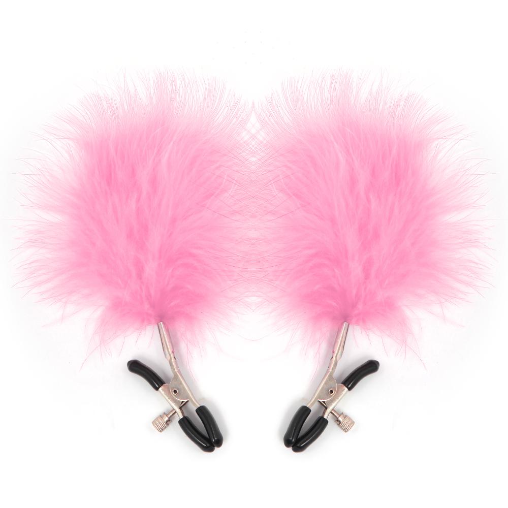 SM Sexy Colorful Feather Nipple Clamps Stainless Steel Metal Massage Breast Labia Clitoris Clips