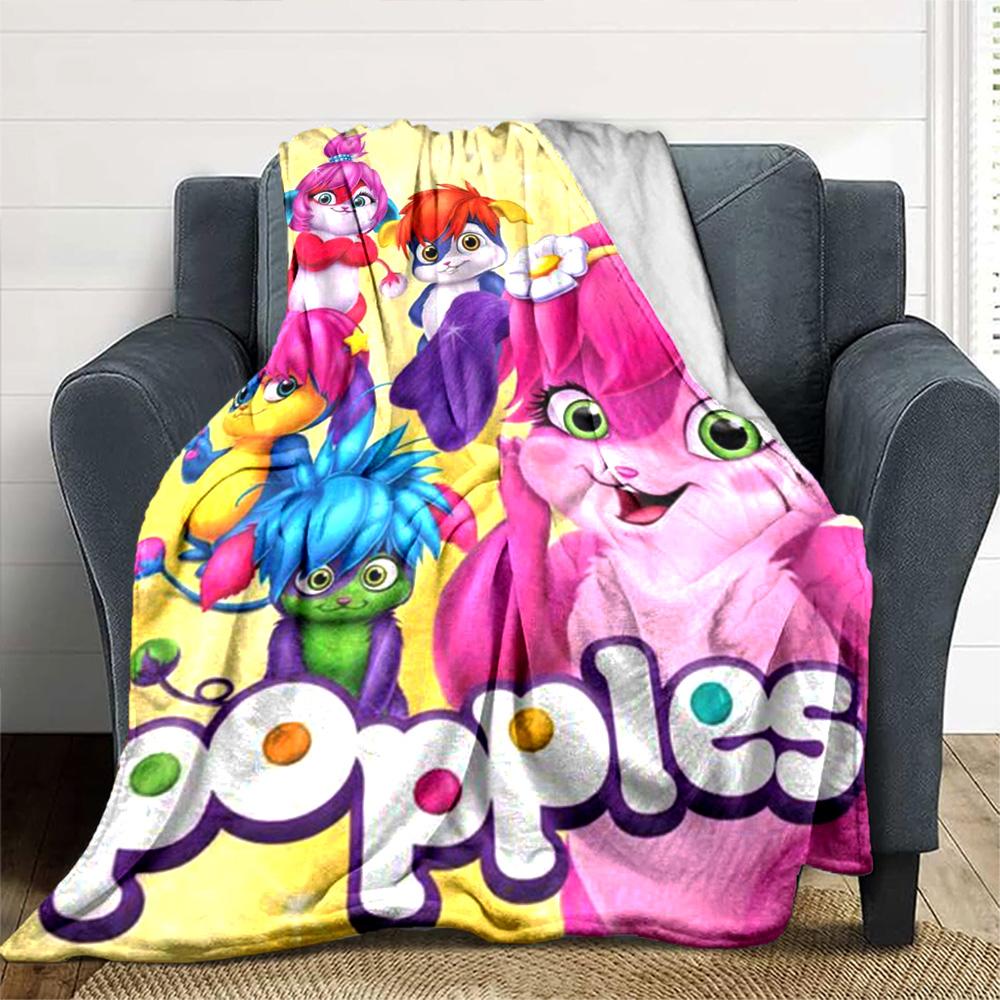 Popples Cartoon Print Flannel Blanket High Quality Warm Comfortable Cover for All Seasons Perfect for Gifts Home Decor