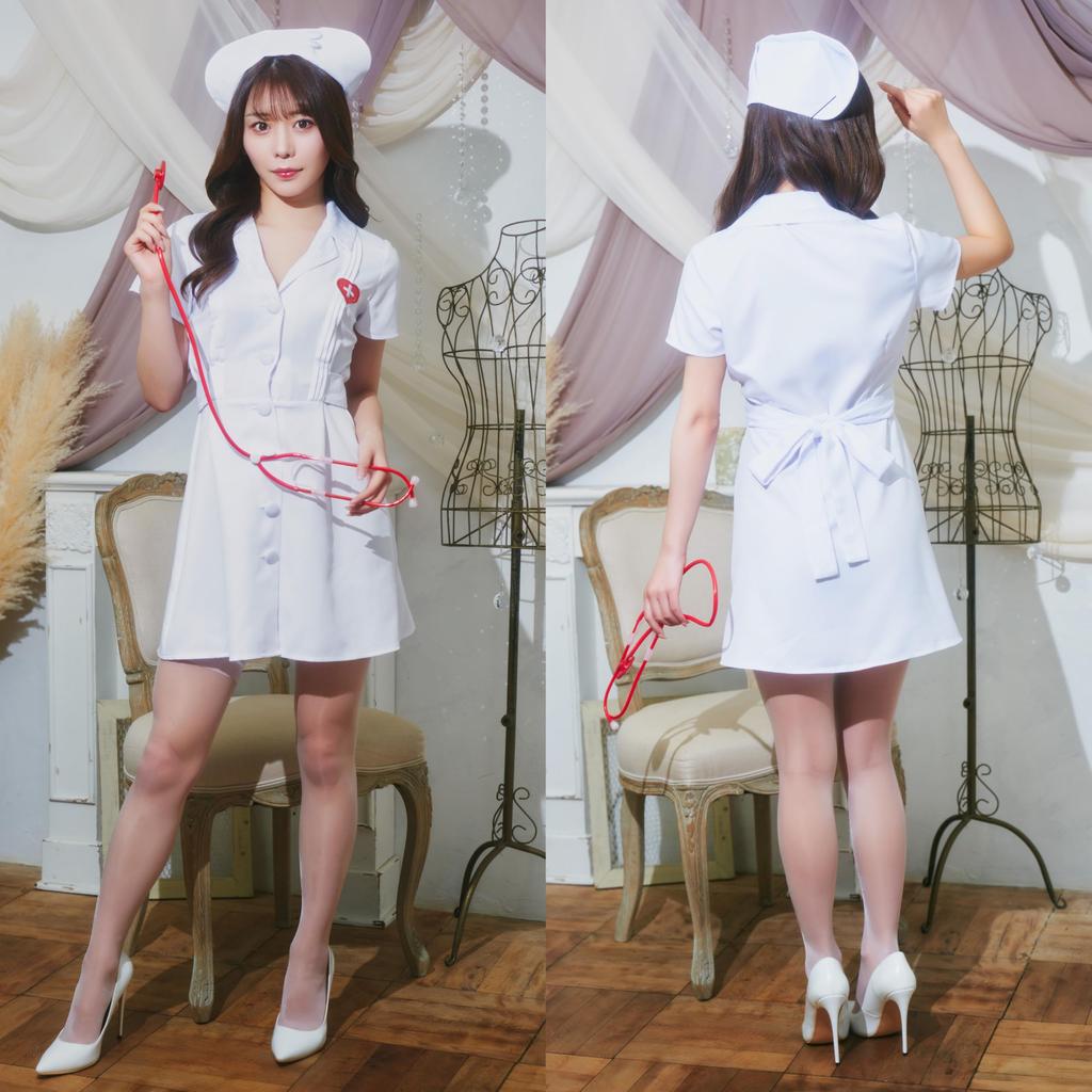 Clearstone GLOWHOLIC Cosplay Halloween Open Collar Nurse M White Women's