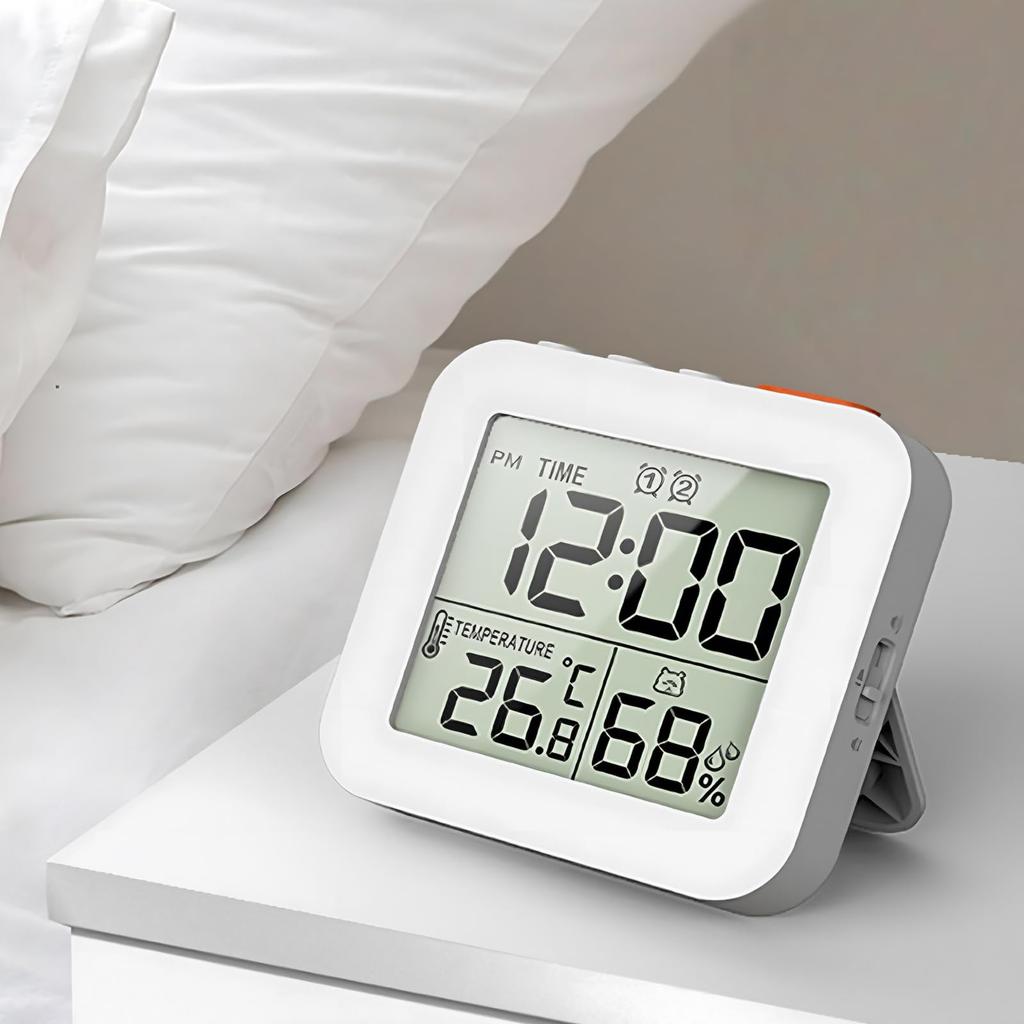 aninako Clock Digital Clock Splashproof Waterproof Timer Thermometer Hygrometer Digital Stand Wall Hanging Digital Clock Alarm LCD Display Bath Clock