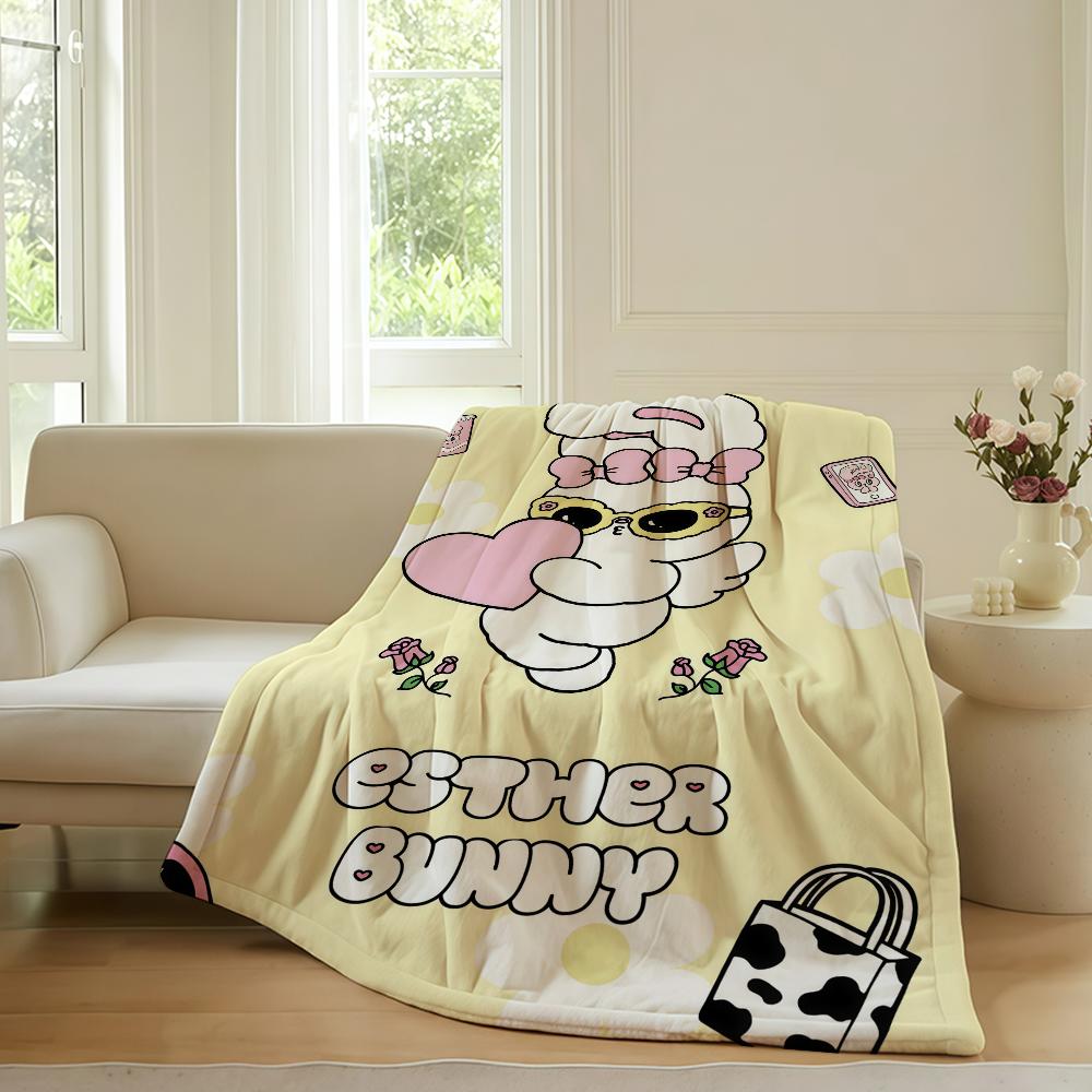 Cartoon cute E-ESTHER B-BUNNY Blanket For Sofa Office Bed Plane Travel Sleep Read Relax Camping Soft And Warm
