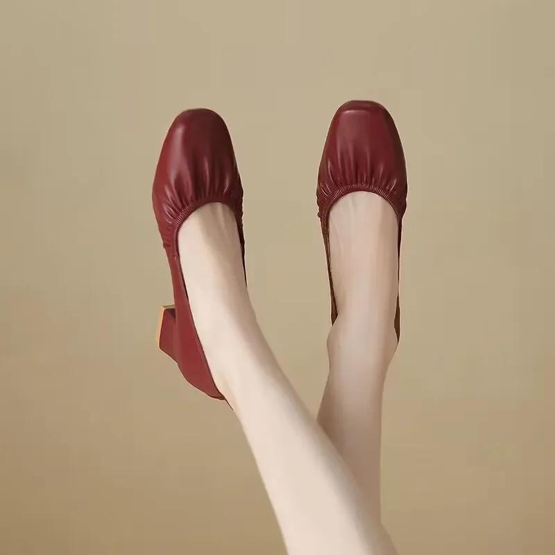 Low Heel Elegant Women's Flat Shoes Lastest Moccasins Ladies Footwear 2025 Summer Beau Today Slip On Social Hot Trendy Young