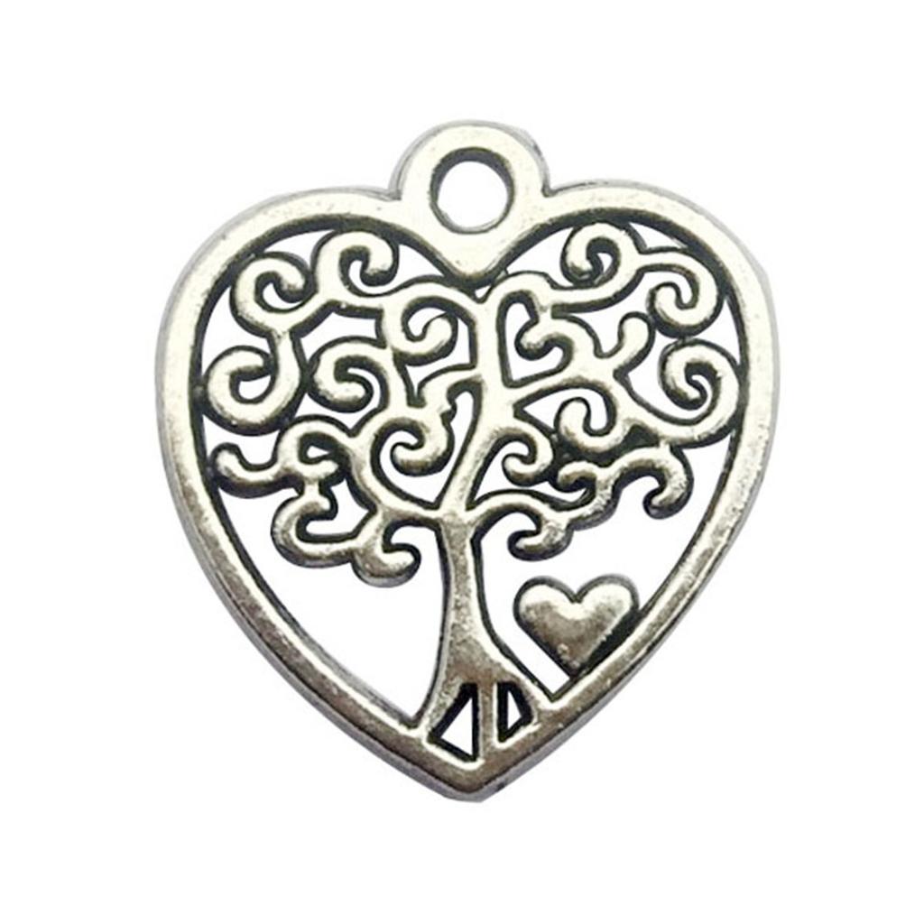Ancient Silver Plant Small Pendant Hollow Tree Of Life Alloy Accessories Handmade Beaded DIY Material Jewelry