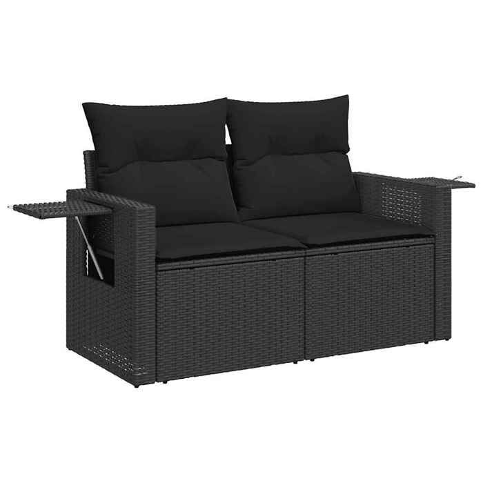 VidaXL Salon de jardin 10 pcs avec coussins noir résine tressée 3268135