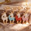 Keychain Alloy Electroplated Three-Dimensional Goat Key Chain with Colorful Rhinestones Lobster Clasp Key Ring Bag Accessories