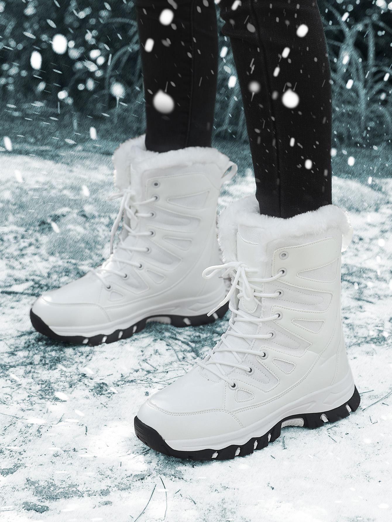 

Женские теплые зимние ботинки, обувь, нейлоновые зимние ботинки, зимние ботильоны, нескользящие короткие ботинки 41 белый