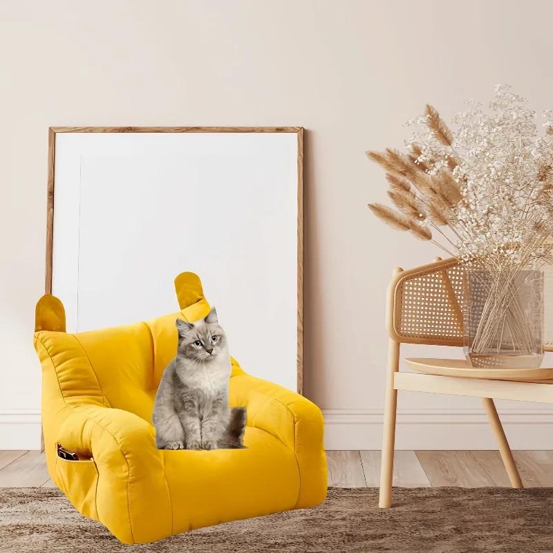 Cama Sofá para Gato com Design Adorável de Desenho Animado, Móveis Reutilizáveis Removíveis e Laváveis para Animais de Estimação, - para Gatos de Interior Até 2,72 KG Cama para Animal de Estimação