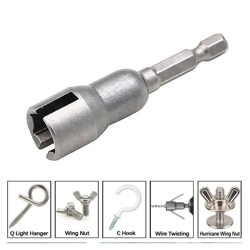 1/4'' Hexagon Shank Wing Socket 65mm Length Butterfly Socket Long Power Wing Nut Drive 12mm Slotted Socket