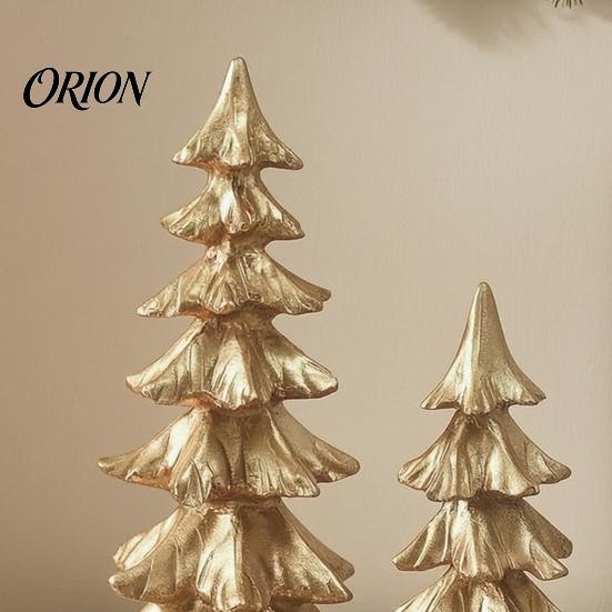 Christmas Tree Ornaments 2Pcs Ornaments, Vintage Gold Tabletop Decoration for Holiday Centerpieces Home Decor And Fireplace Mantel Display,