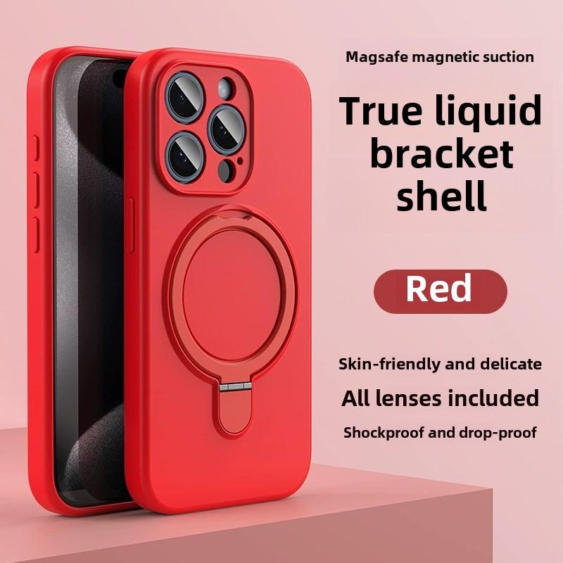 

Liquid Silicone Magnetic Ring Holder Case for Magsafe IPhone 16 15 14 13 12 Pro Max Plus 16Pro 15Pro Mag Safe Stand Phone Cover For iPhone 12 червоний