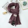 Wool Scarf Women's Winter Premium Thick Solid Color Scarf Versatile New Autumn and Winter White Cashmere Scarf