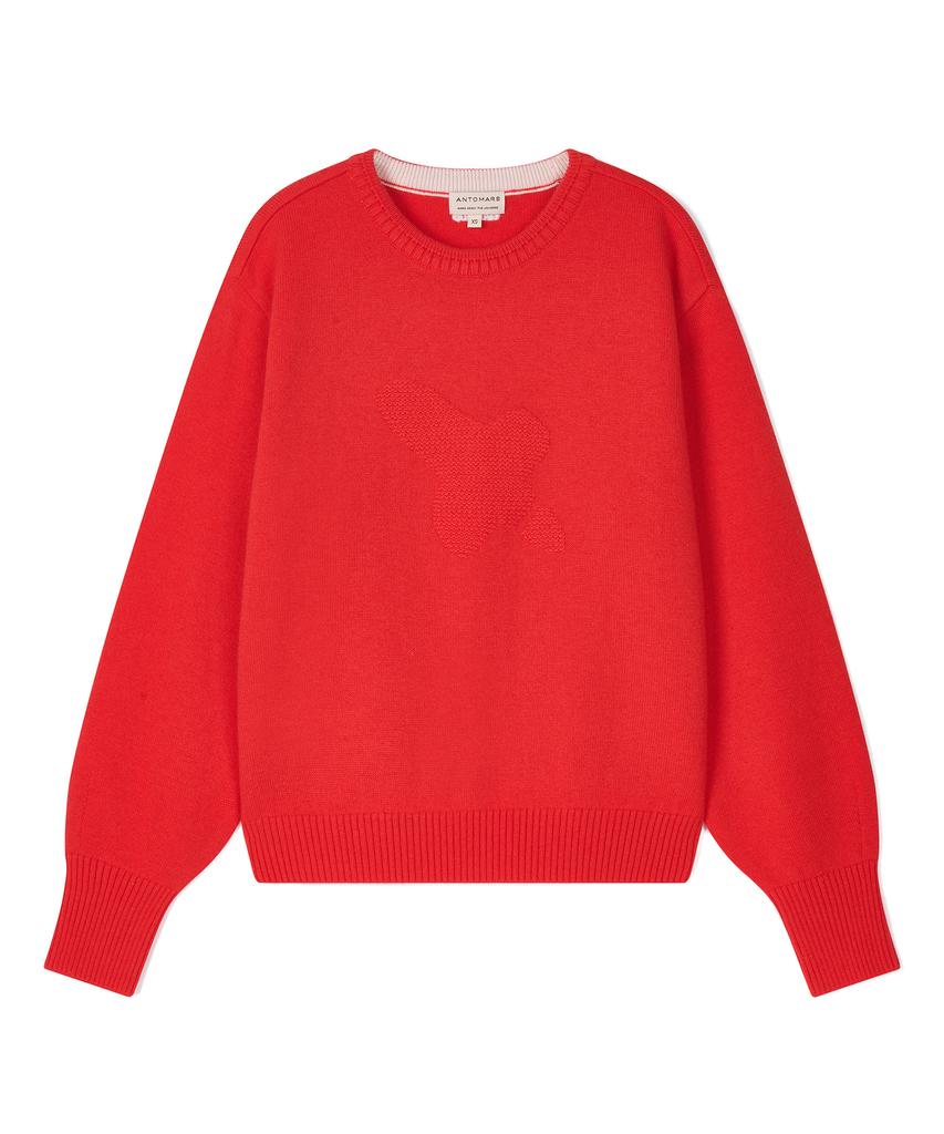 Antomas Voluminous Sleeve Crop Knit For Women - Pink