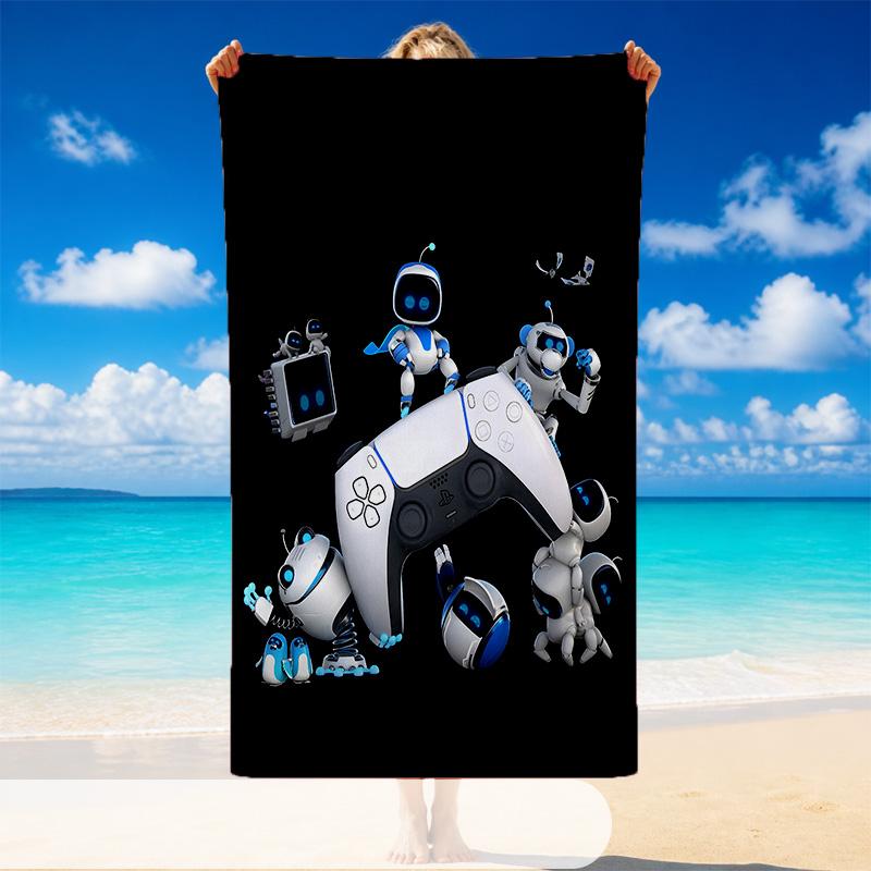 Quick Dry Beach Towel Astro Bot Pattern, Lightweight Absorbent Towel for Pool Beach Vacation Use