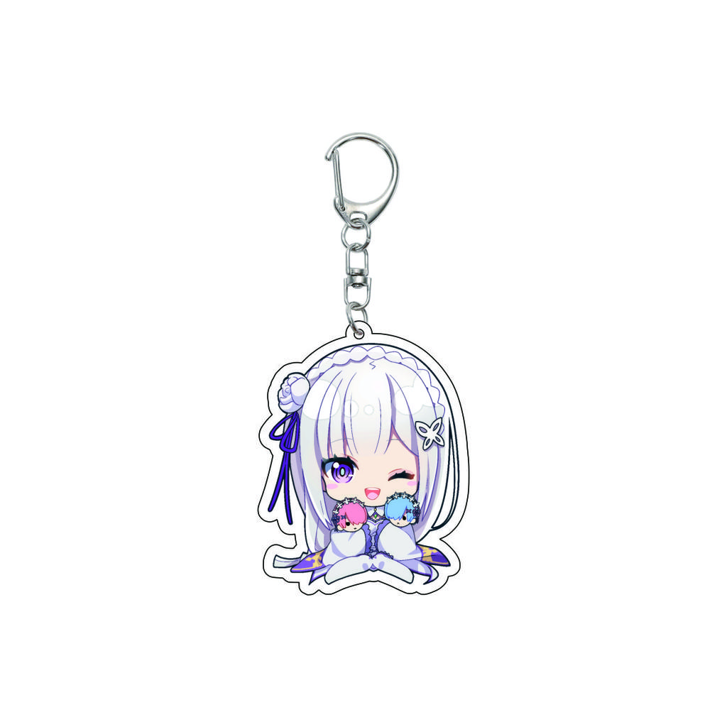 55MM Anime Re:ZERO - Iniziare la Vita in un Altro Mondo Portachiavi Natsuki Subaru Emilia Portachiavi Piastra Modello Acrilica Regali di Natale