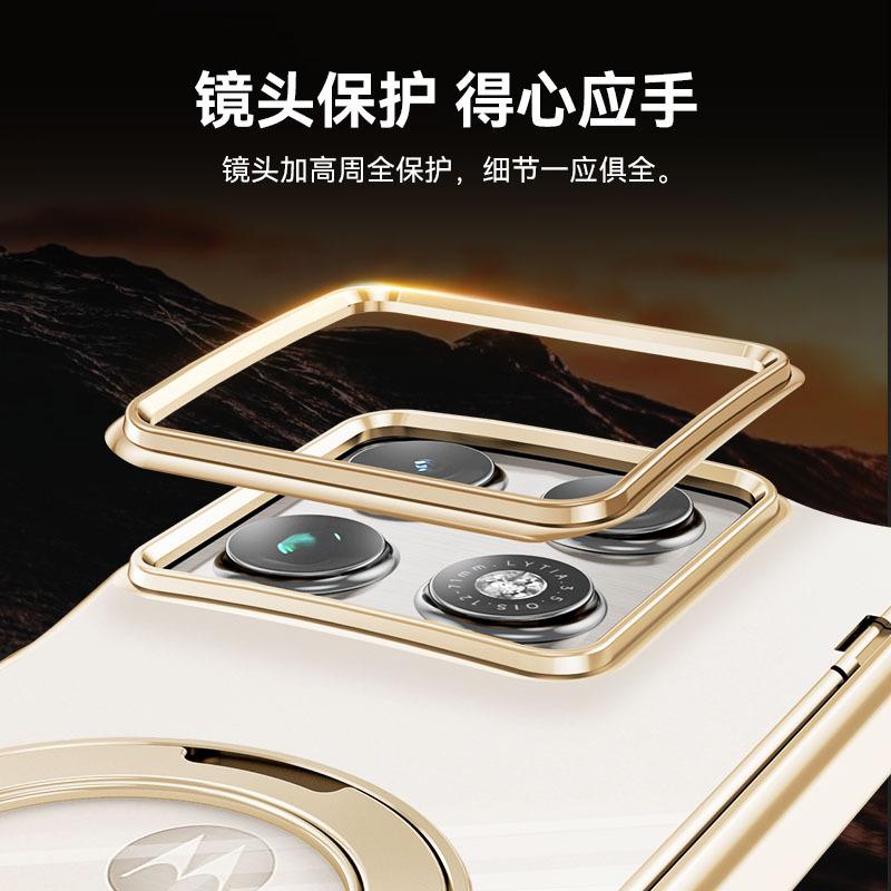Applicable to Motorola RazrFold mobile phone case, rotating magnetic bracket, spring electroplated case and film integrated case