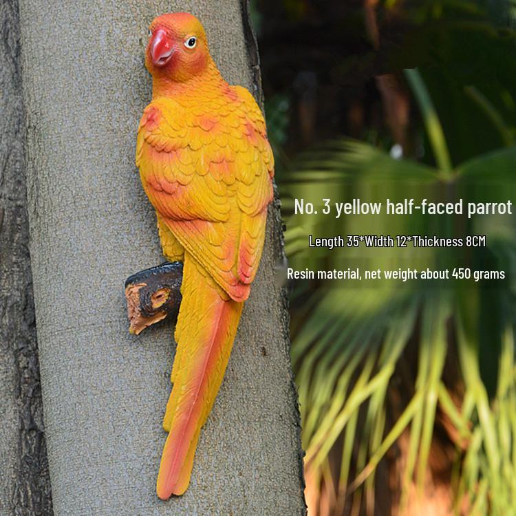 Wall-Mounted Parrot On Tree: Hanging Tree Ornament Bird Model
