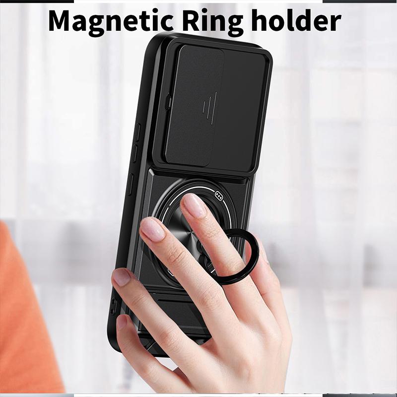 Slide Camera Cover for Infinix Camon 50 4G Case With Built-in Ring Stand and Folding Stand
