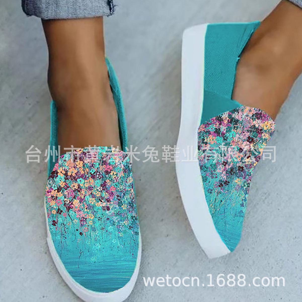 

Large size versatile casual flat shoes women s 3D art printing shallow mouth one pedal lazy single shoes 43 43