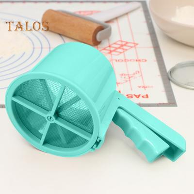 Colador de harina semiautomático, malla fina, fácil de limpiar, forma de taza, percolador de harina, tamiz para hornear, tamiz de azúcar
