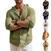 Men's Linen Button,down Shirt, Beach Shirt, Long,sleeved Plain,colored Stand,up Collar, Spring Casual Everyday Wear