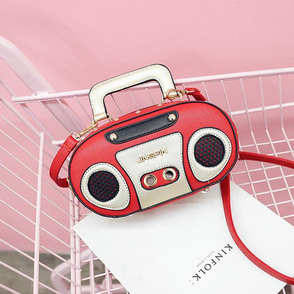 

Vintage Radio Women Handbags Designer Chic Shoulder Bags Luxury Pu Leather Rock Female Crossbody Messenger Bag Personality Purse