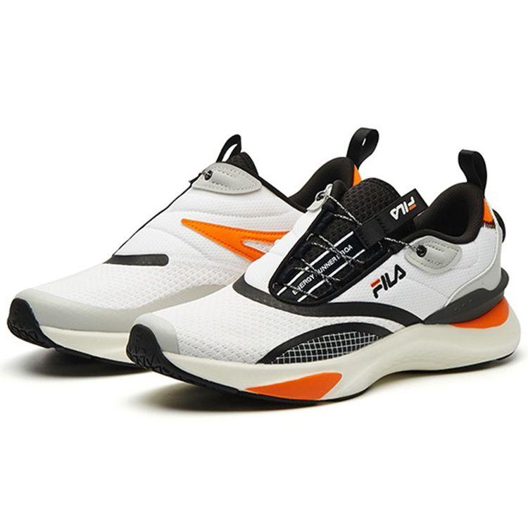 Fila Athletics Trend Fabric Synthetic Leather Low-Top Marathon Running Shoes Men Sneaker White Black Orange A12M132208FWB
