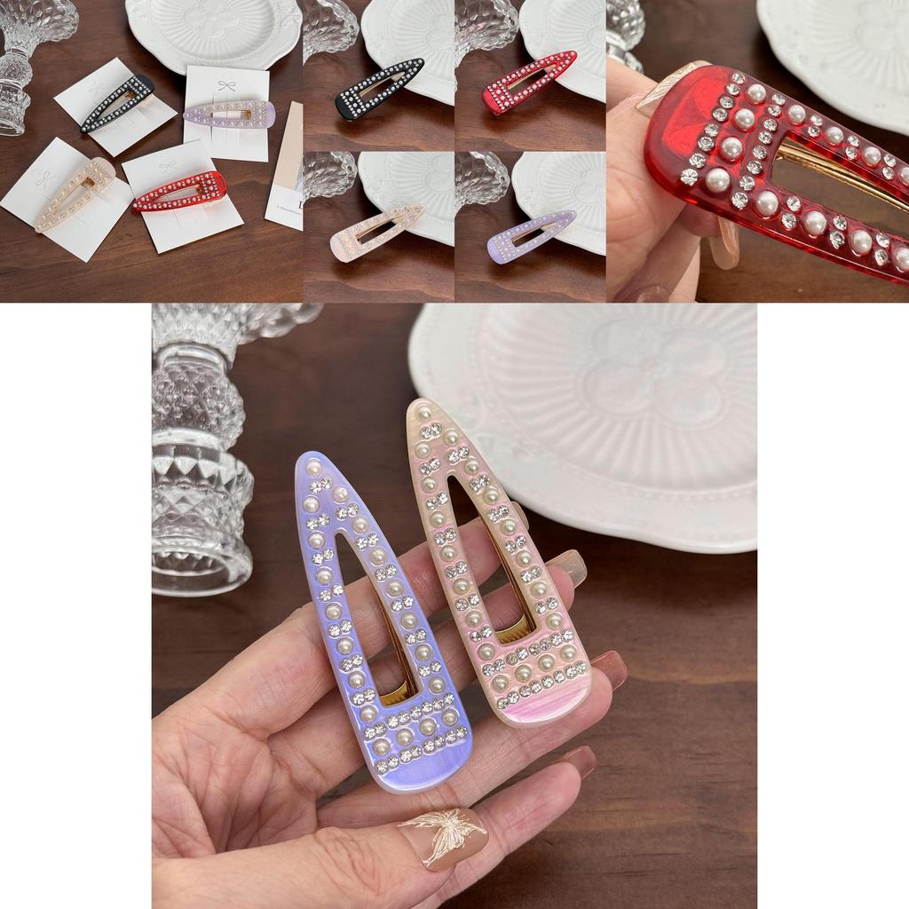 Chic Black And Colorful Hair Clip With Full Rhinestones For Trendy Summer Styles