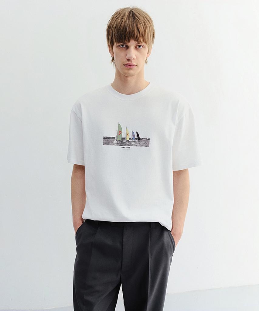 Deonseuteupomaen Applique Yacht T-Shirt_Unisex_Udts6B134_Off White