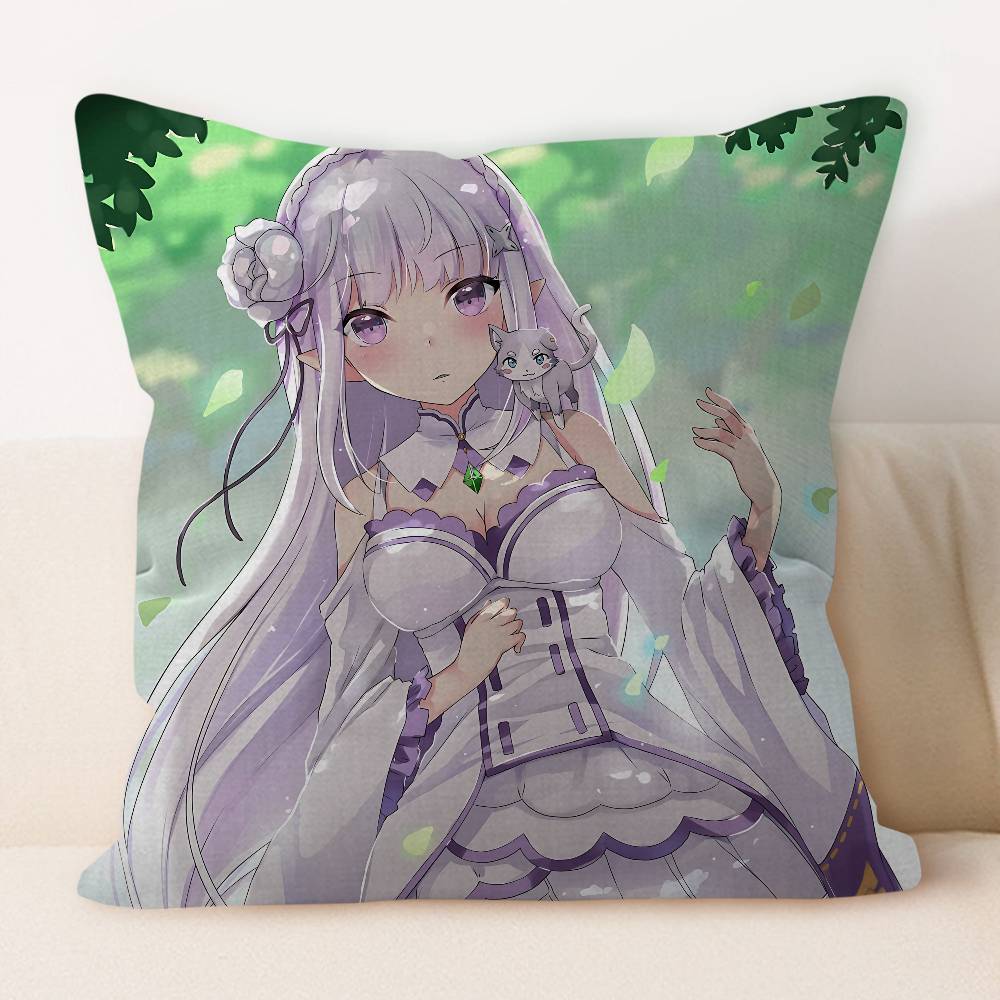 E-Emilia Anime Personalized Pillow Dust Cover Bedroom Kids Party Decoration Pillowcase Birthday Children Gift